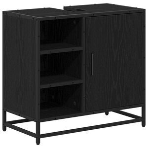 vidaXL Cabinet de salle de bain avec porte Chêne noir 65 x 33 x 60 cm