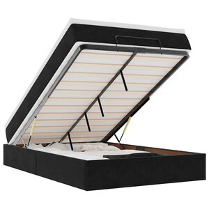 vidaXL Lit ottoman avec matelas noir 120x190 cm velours