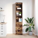 vidaXL Buffet haut chêne fumé 37 5x35x180 cm bois d'ingénierie