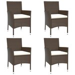 vidaXL Ensemble de bistro de jardin 5 Pièces coussins marron poly rotin