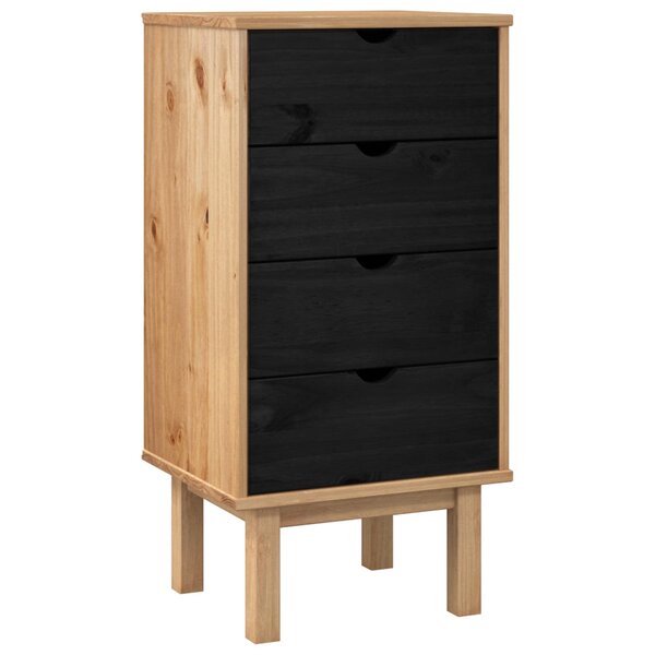 vidaXL Commode OTTA Noir 45 x 39 x 90 cm Bois de pin massif