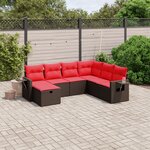 vidaXL Salon de jardin avec coussins 7 Pièces marron résine tressée