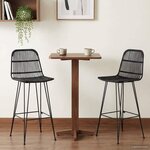 vidaXL Tabouret de bar 2 Pièces Noir 44 x 55 x 109 cm Rattan et Acier