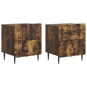 vidaXL Cabinet de chevet 2 Pièces Chêne fumé 43 x 34 5 x 49 5 cm