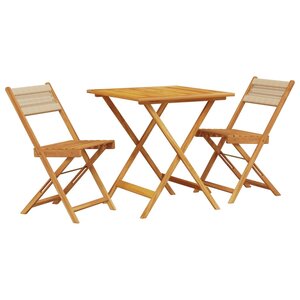 vidaXL Ensemble de bistro 3 Pièces beige polypropylène et bois massif