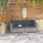 vidaXL Chaises d'angles lot de 2 avec coussins Résine tressée Gris
