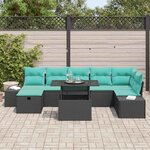 vidaXL Ensemble de canapé de jardin avec coussin 8 Pièces Noir Poly rotin