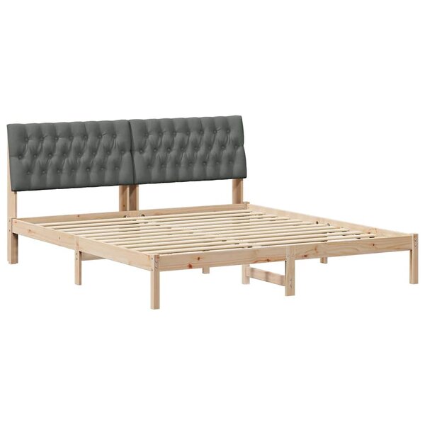 vidaXL Cadre de lit avec tête de lit rembourrée Marron 180 x 200 cm