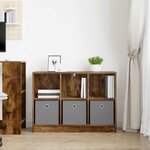 vidaXL Buffet avec tiroir Chêne fumé 88 5 x 27 5 x 63 5 cm