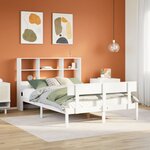 vidaXL Lit bibliothèque sans matelas blanc 140x200 cm bois pin massif