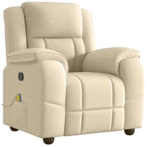 vidaXL Fauteuil de massage inclinable Crème Tissu