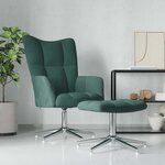 vidaXL Chaise de relaxation avec tabouret Vert foncé Velours
