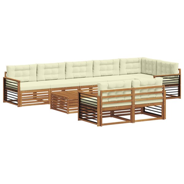 vidaXL Ensemble de canapés d'extérieur 9 pc Naturel et Crème