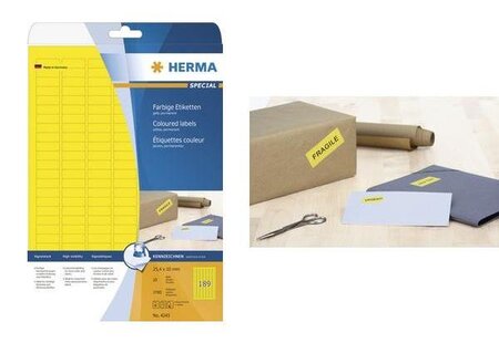 Étiquettes superprint, 210 x 297 mm, sans bord, jaune, 20 feuilles a4 herma