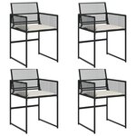 vidaXL Chaises de jardin lot de 4 avec coussins noir résine tressée