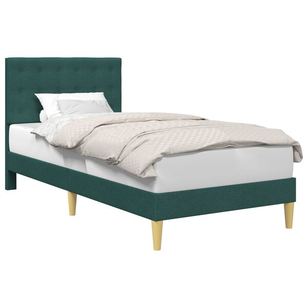 vidaXL Cadre de lit avec tête de lit Vert foncé 90 x 200 cm Tissu