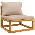 vidaXL Salon de jardin 4 Pièces avec coussins taupe bois massif
