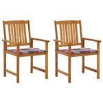 vidaXL Chaises de jardin avec coussins 2 Pièces Bois d'acacia massif
