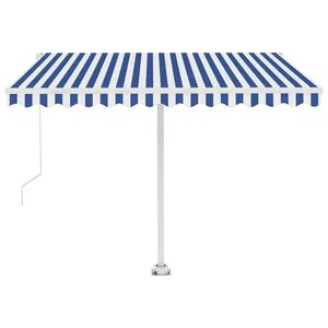 vidaXL Auvent automatique sur pied 300x250 cm Bleu/Blanc