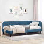 vidaXL Cadre de lit d'angle avec matelas Bleu 100 x 200 cm Velours