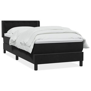 vidaXL Sommier à lattes de lit avec matelas noir 90x220 cm velours