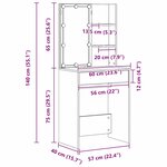 vidaXL Table de Toilette Chêne noir 60 x 40 x 140 cm Bois d'ingénierie