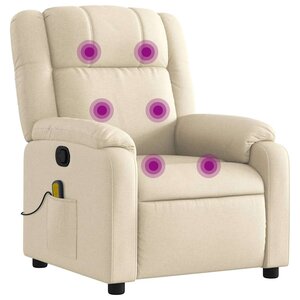 vidaXL Fauteuil de massage inclinable Crème Tissu