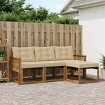 vidaXL Ensemble de canapés d'extérieur 4 Pièces Naturel et Beige