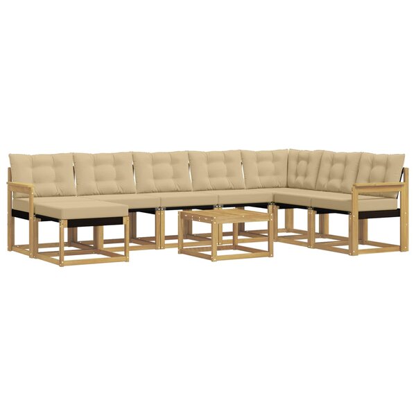 vidaXL Ensemble de canapés d'extérieur 9 pc Blanc et Beige