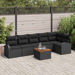 vidaXL Ensemble de canapé de jardin 7 Pièces Noir Poly rotin