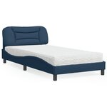 vidaXL Lit avec matelas bleu 100x200 cm tissu