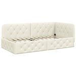 vidaXL Cadre de lit d'angle avec matelas Crème 100 x 200 cm Velours