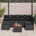 vidaXL Ensemble de canapé de jardin 7 Pièces Noir