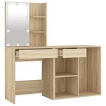 vidaXL Coiffeuse à LED avec armoire Chêne sonoma Bois d'ingénierie