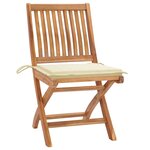 vidaXL Chaises de jardin lot de 2 et coussins crème Bois teck massif