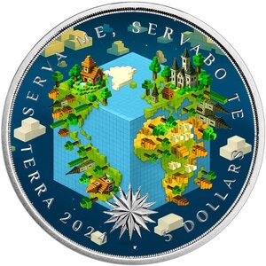 Pièce de monnaie en Argent 5 Dollars g 31.1 (1 oz) Millésime 2024 Craft the Earth Mine the Future CUBE WORLD