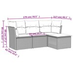 vidaXL Salon de jardin 4 Pièces avec coussins gris résine tressée