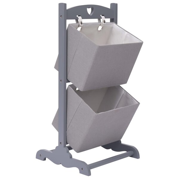 vidaXL Support à panier 2 niveaux Gris foncé 35x35x72 cm Bois