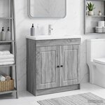vidaXL Armoire sous évier de salle de bain Sonoma gris