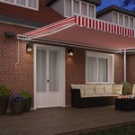 vidaXL Auvent Rétractable avec Rouge et blanc 500 ×350 cm tissu