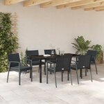 vidaXL Ensemble de salle à manger pour jardin 7 Pièces Noir Poly rotin