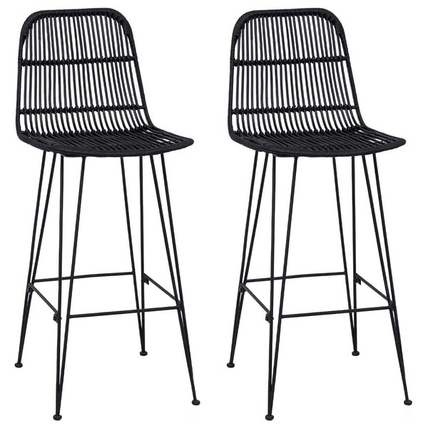 vidaXL Tabouret de bar 2 Pièces Noir 44 x 55 x 109 cm Rattan et Acier
