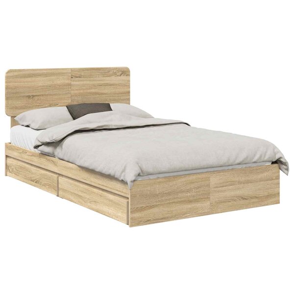 vidaXL Lit de Rangement Chêne Sonoma 135 x 190 cm Bois d'ingénierie