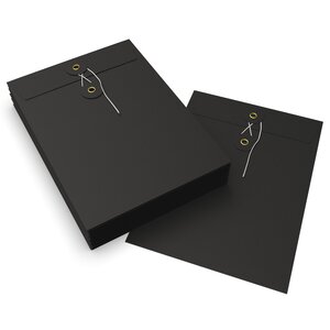 Lot de 20 enveloppes à rondelle et ficelle noir 229x162