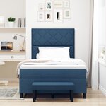 vidaXL Lit avec sommier et banc bleu 120x200 cm en tissu