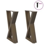 vidaXL Pieds de table basse 2 pièces Acier naturel 28 x (42-43 3) cm Acier