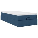 vidaXL Cadre de lit ottoman avec matelas bleu 100x200 cm tissu