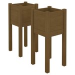 vidaXL Jardinières d'extérieur 2 Pièces Marron miel 31x31x70cm Pin massif