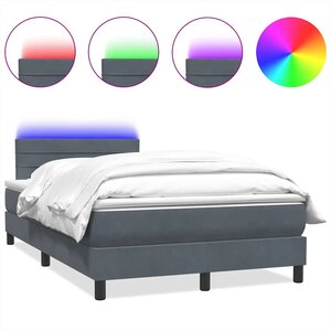 vidaXL Sommier à lattes de lit et matelas et LED gris foncé 120x210cm velours