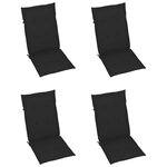 vidaXL Chaises de jardin lot de 4 avec coussins noir Bois teck solide